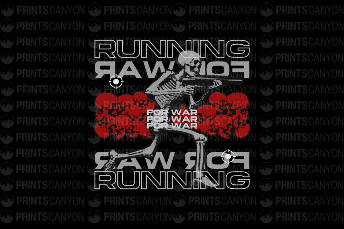 Skeleton Warrior Running for War Graphic Tee