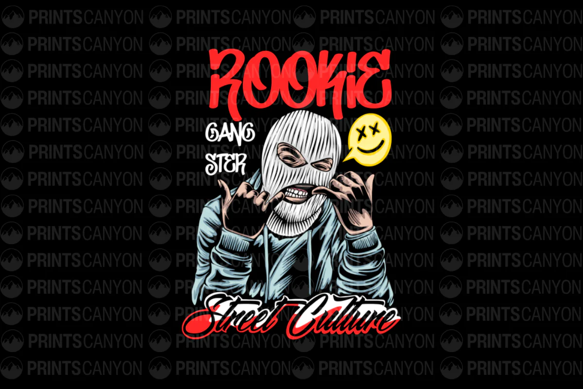 Rookie Gangster Street Culture T-Shirt Design for Urban Wear and Street Fashion